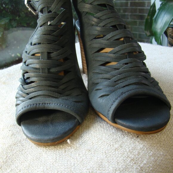 Sam Edelman Holly Sandals Woven Open Toe Suede Teal Leather Size 8 - Picture 3 of 7